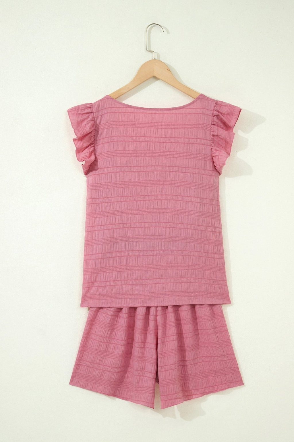 Solid Textured Square Neck Top & Shorts Set - Rooted & Reckless Co.