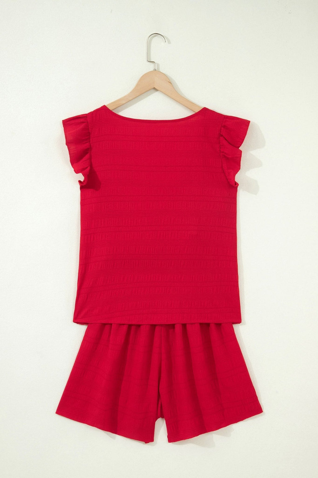 Solid Textured Square Neck Top & Shorts Set - Rooted & Reckless Co.
