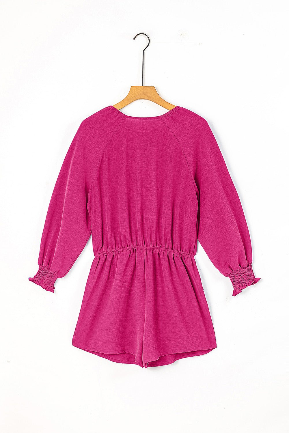 Solid Tie Knot V-Neck Puff Sleeve Romper - Rooted & Reckless Co.