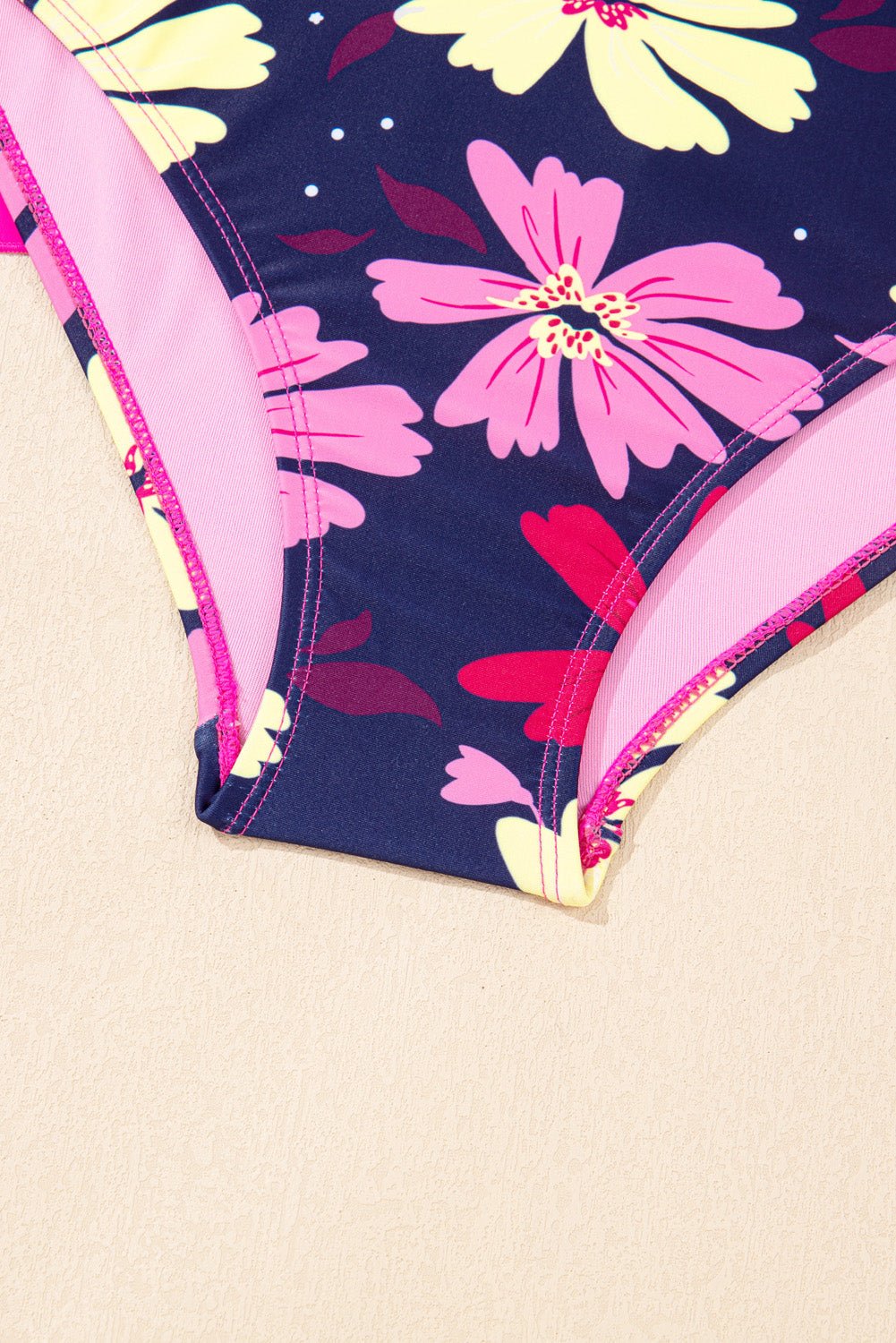 Solid Tie Strap Top & Floral Bottom Tankini Set - Rooted & Reckless Co.