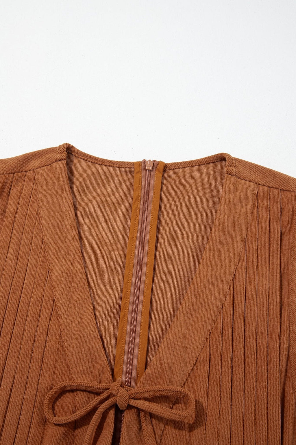 Solid Tie V-Neck Sleeveless Corduroy Romper - Rooted & Reckless Co.