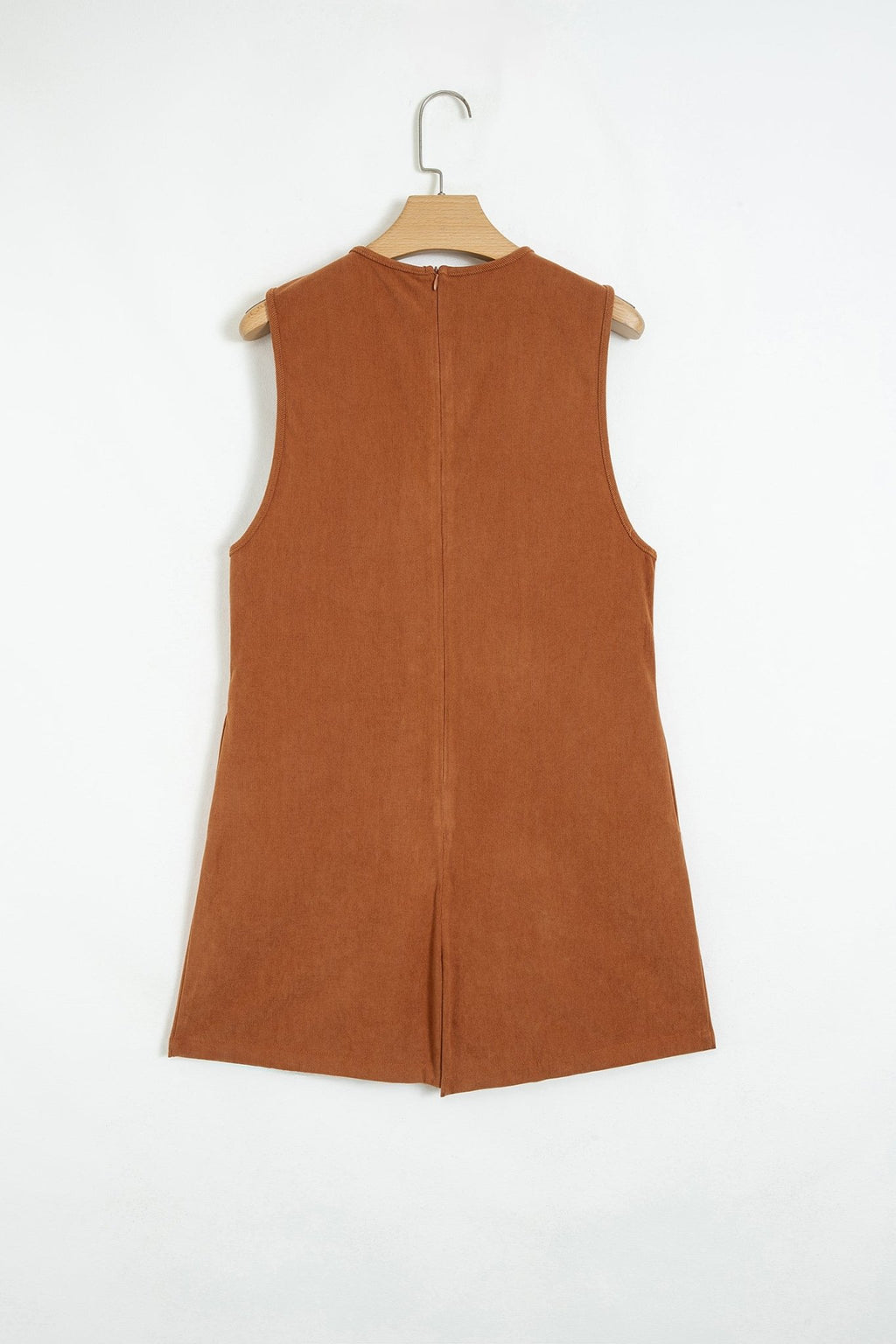 Solid Tie V-Neck Sleeveless Corduroy Romper - Rooted & Reckless Co.