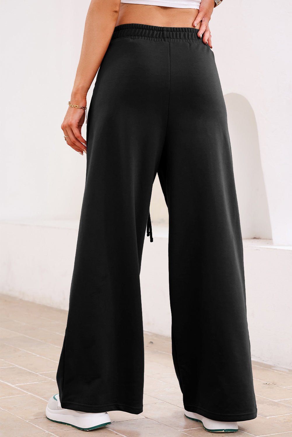 Solid Tied High-Waist Pleated Sweatpants - Rooted & Reckless Co.