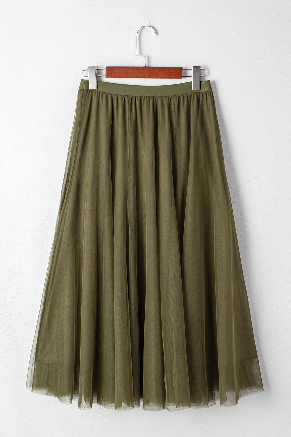 Solid Tulle Mesh Overlay Flared Midi Skirt - Rooted & Reckless Co.