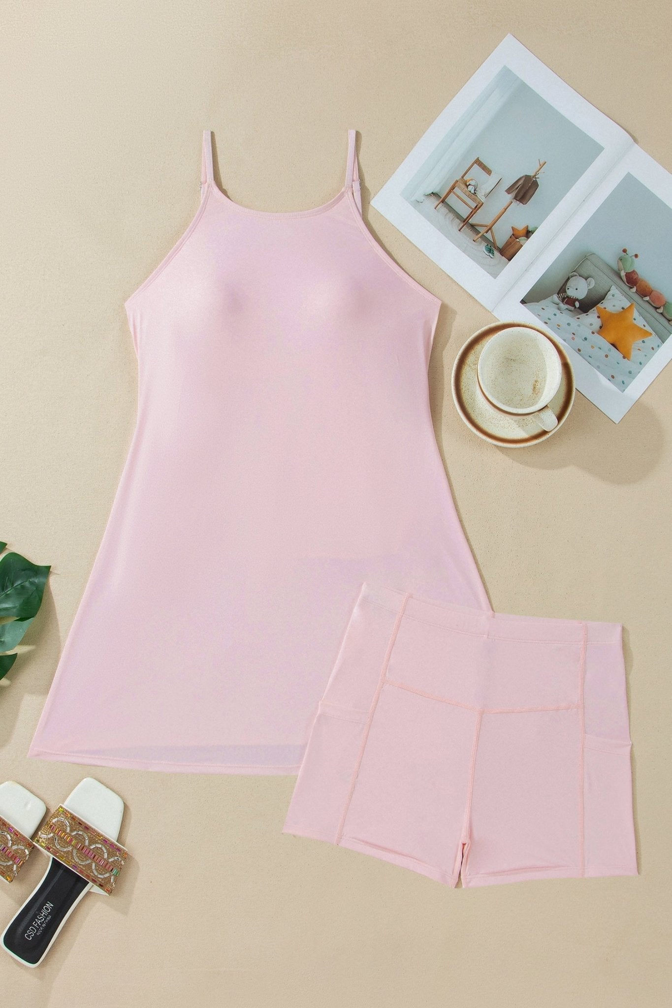 Solid Tunic Tank Dress & Shorts Athletic Set - Rooted & Reckless Co.