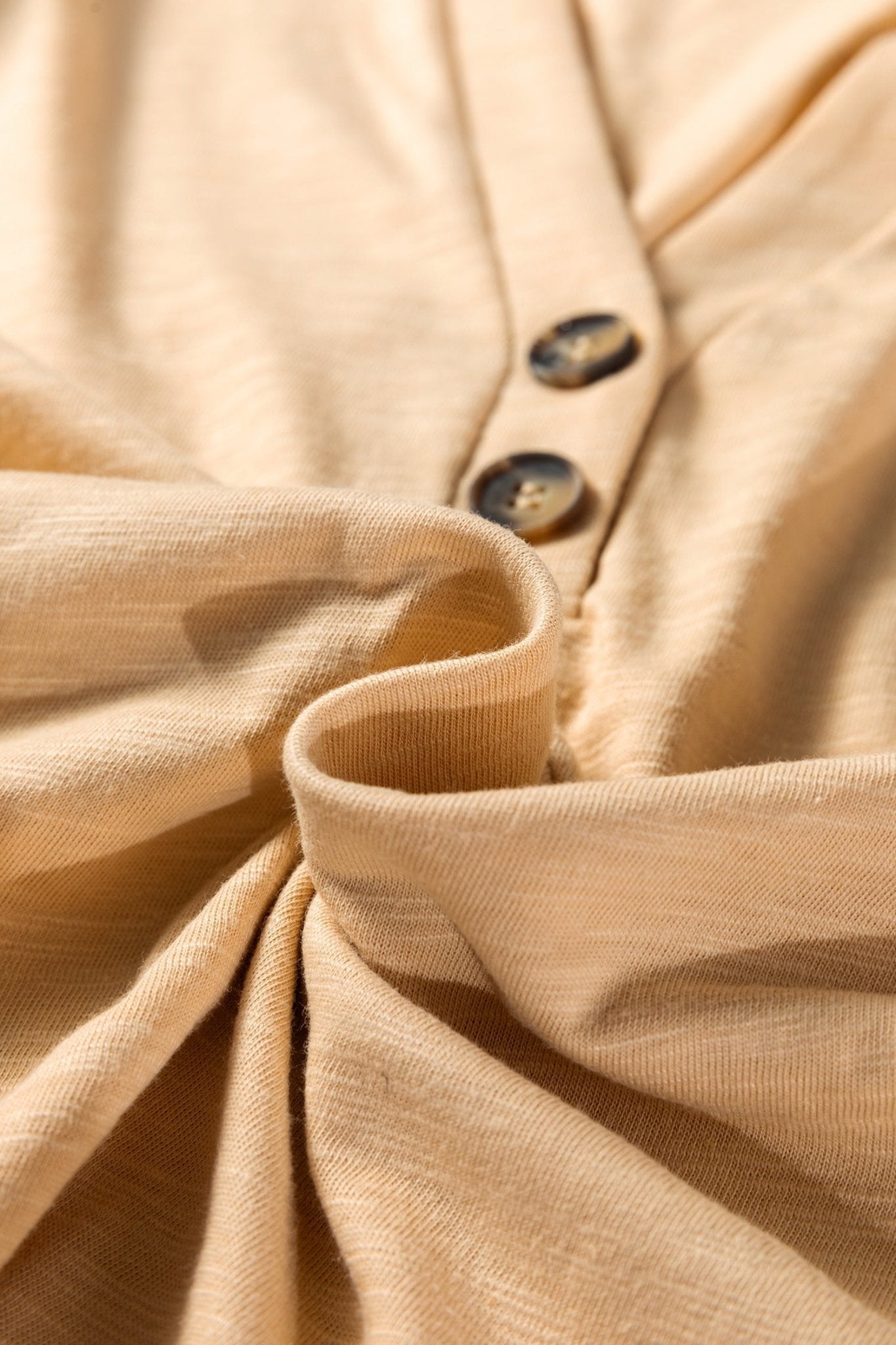 Solid V-Neck Button Long Sleeve Top - Rooted & Reckless Co.