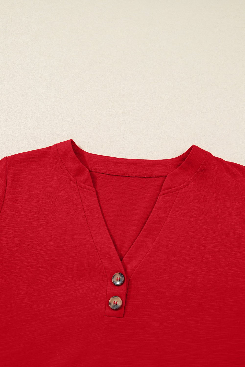 Solid V-Neck Button Long Sleeve Top - Rooted & Reckless Co.