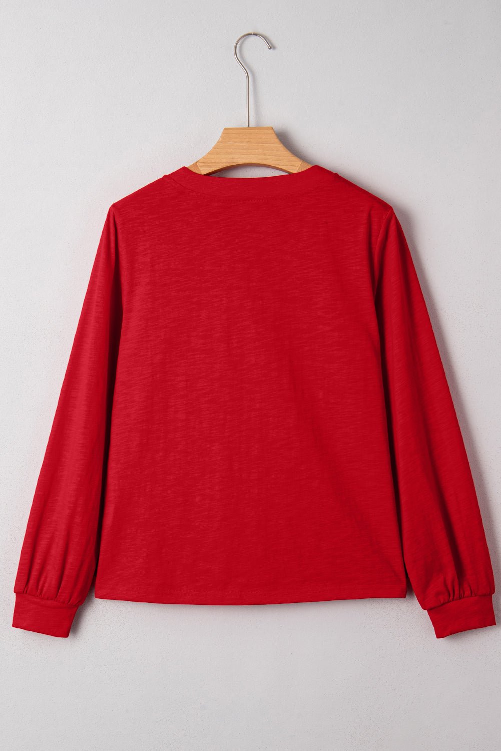 Solid V-Neck Button Long Sleeve Top - Rooted & Reckless Co.