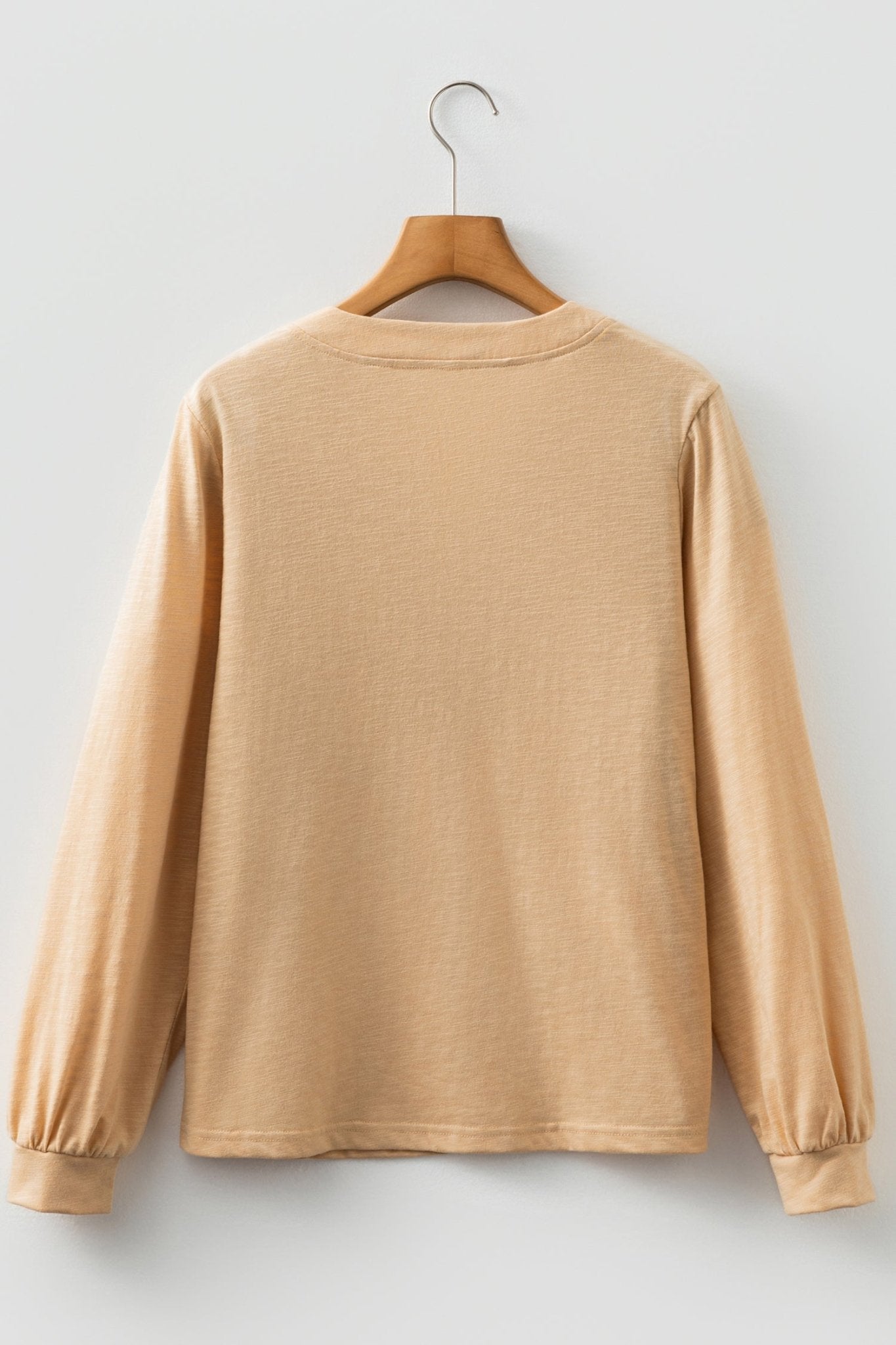 Solid V-Neck Button Long Sleeve Top - Rooted & Reckless Co.