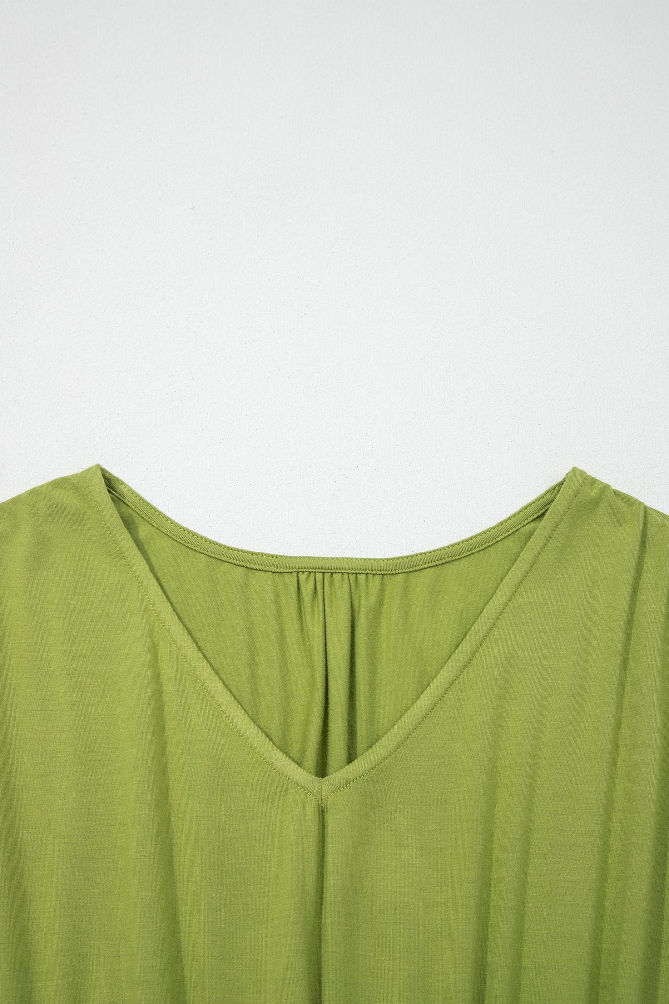 Solid V-Neck Cap Sleeve Elastic Waist Dress - Rooted & Reckless Co.