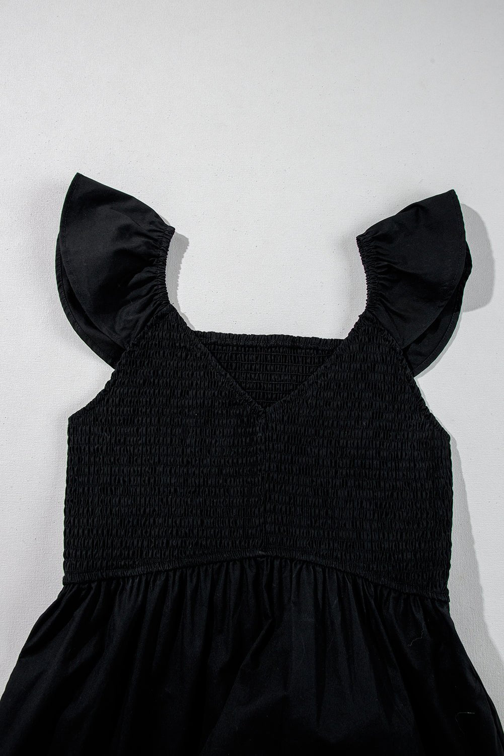 Solid V-Neck Flutter Sleeve Ruffle Maxi Dress - Rooted & Reckless Co.