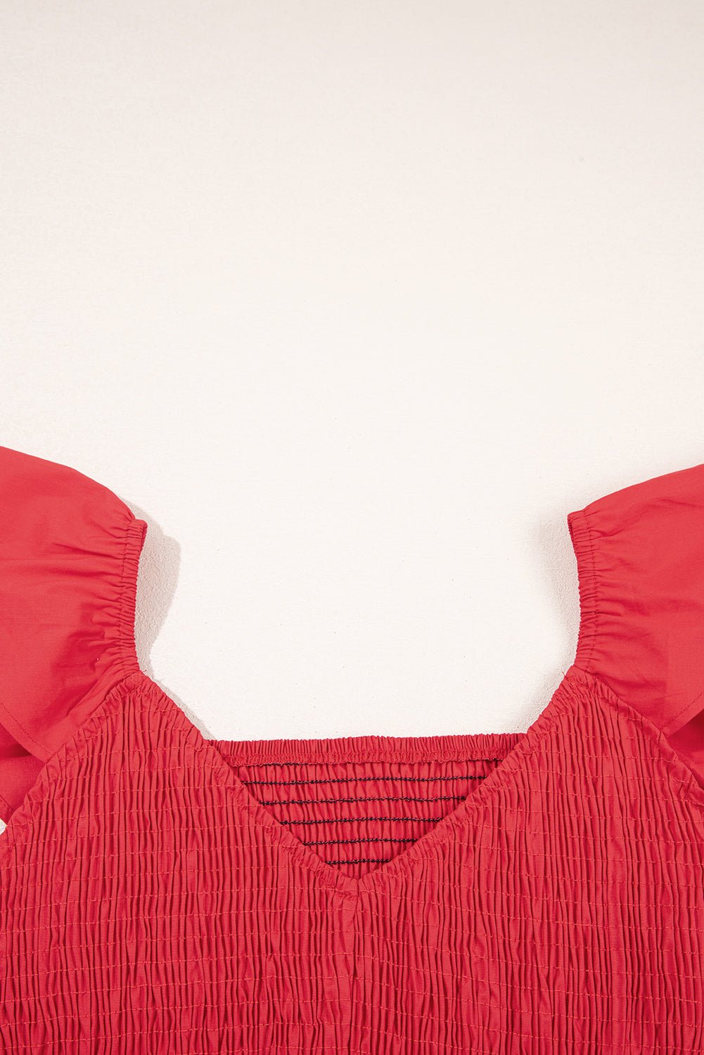 Solid V-Neck Flutter Sleeve Ruffle Maxi Dress - Rooted & Reckless Co.