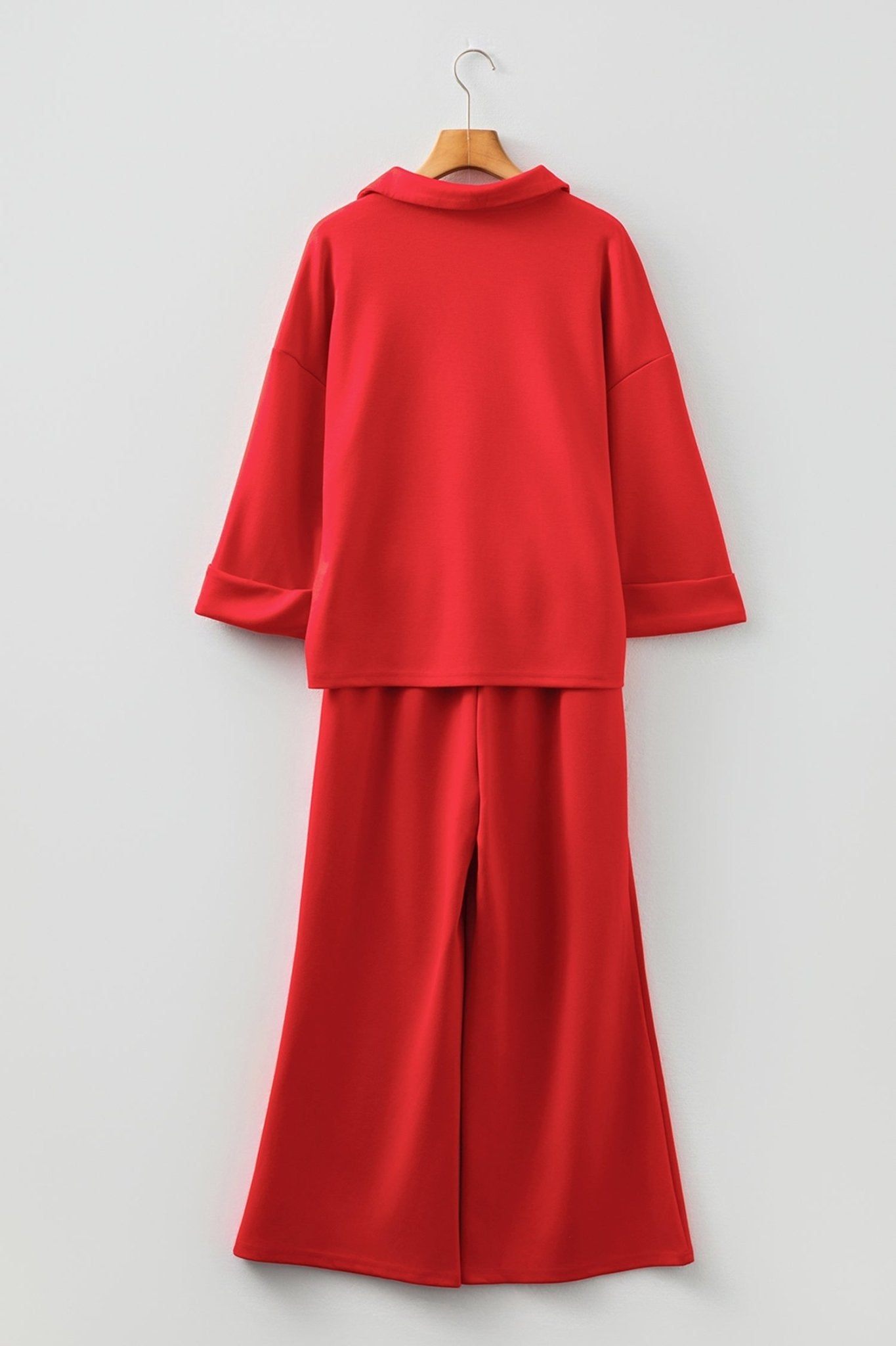 Solid V-Neck Pullover and Drawstring Pants Set - Rooted & Reckless Co.