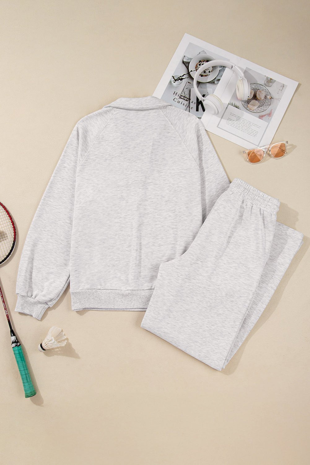 Solid V-Neck Pullover and Drawstring Sweatpants Set - Rooted & Reckless Co.