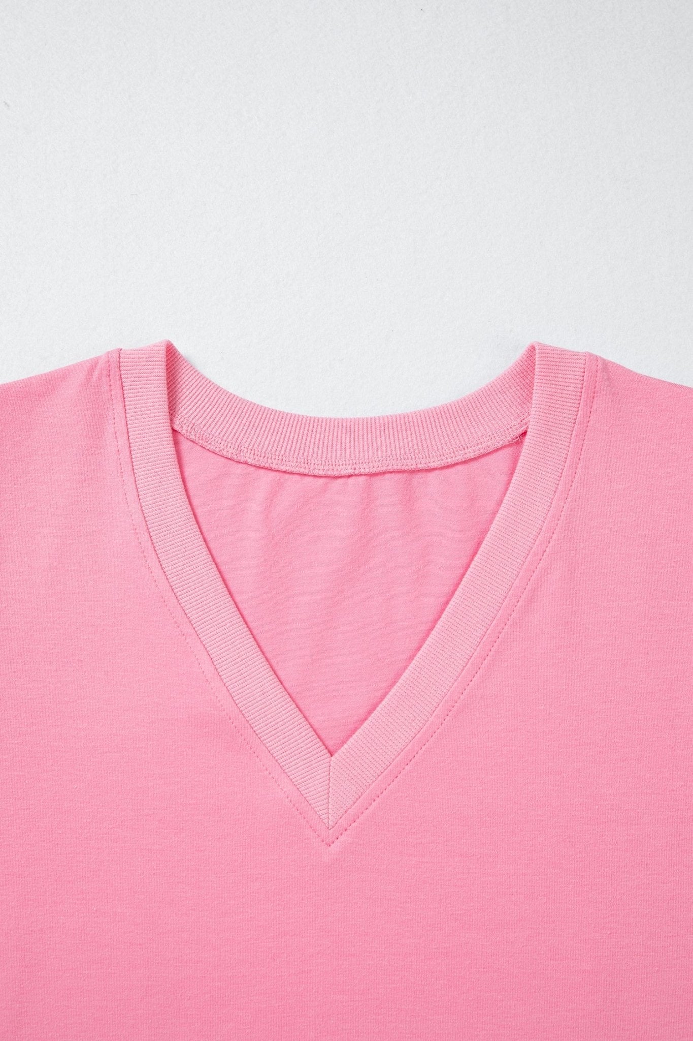 Solid V-Neck Short Puff Sleeve Blouse - Rooted & Reckless Co.