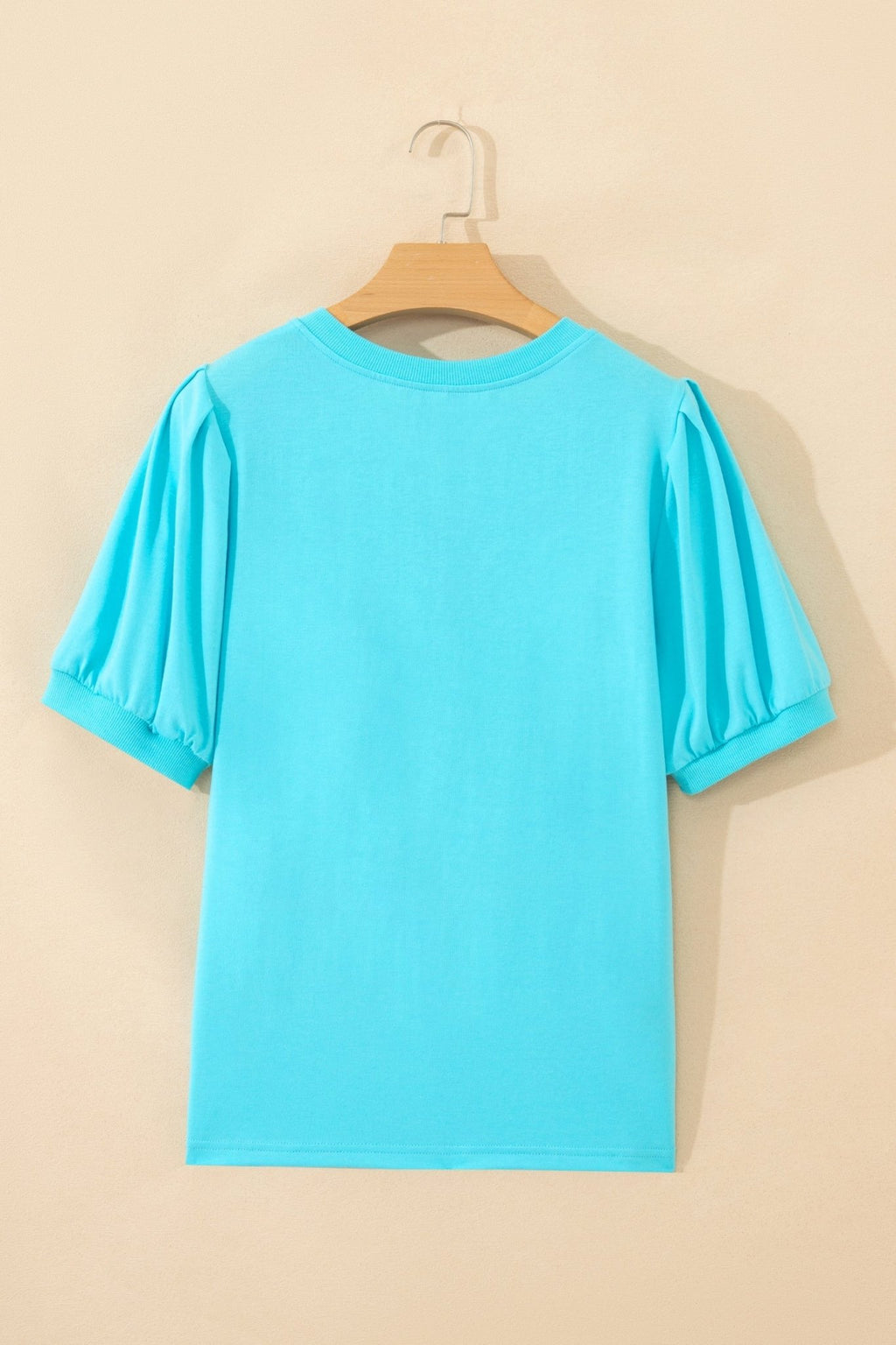 Solid V-Neck Short Puff Sleeve Blouse - Rooted & Reckless Co.