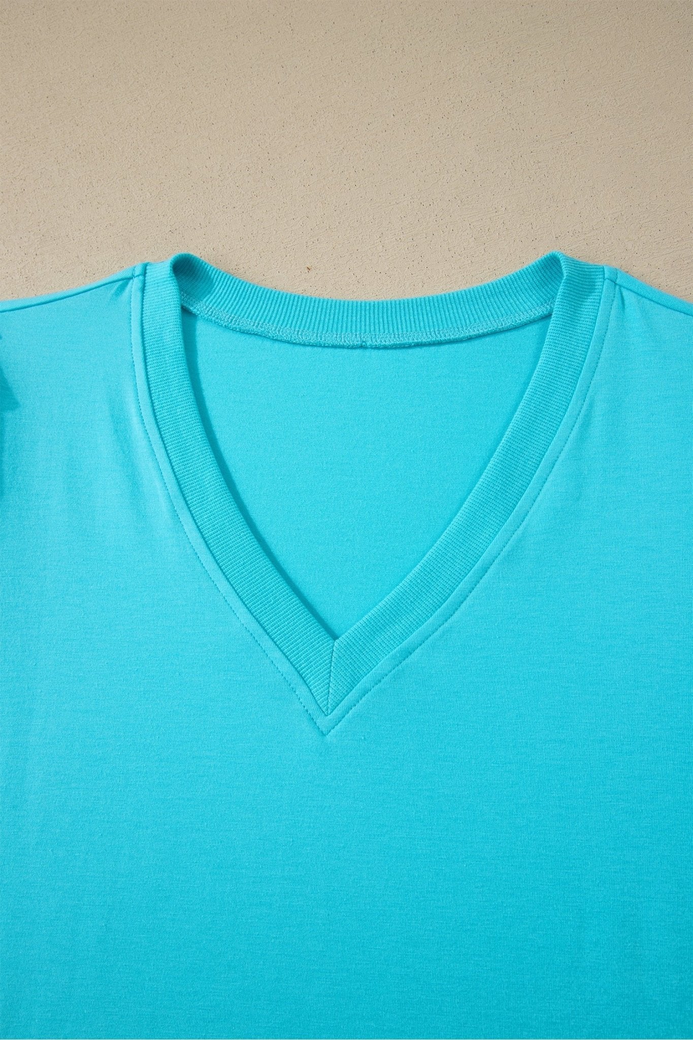 Solid V-Neck Short Puff Sleeve Blouse - Rooted & Reckless Co.