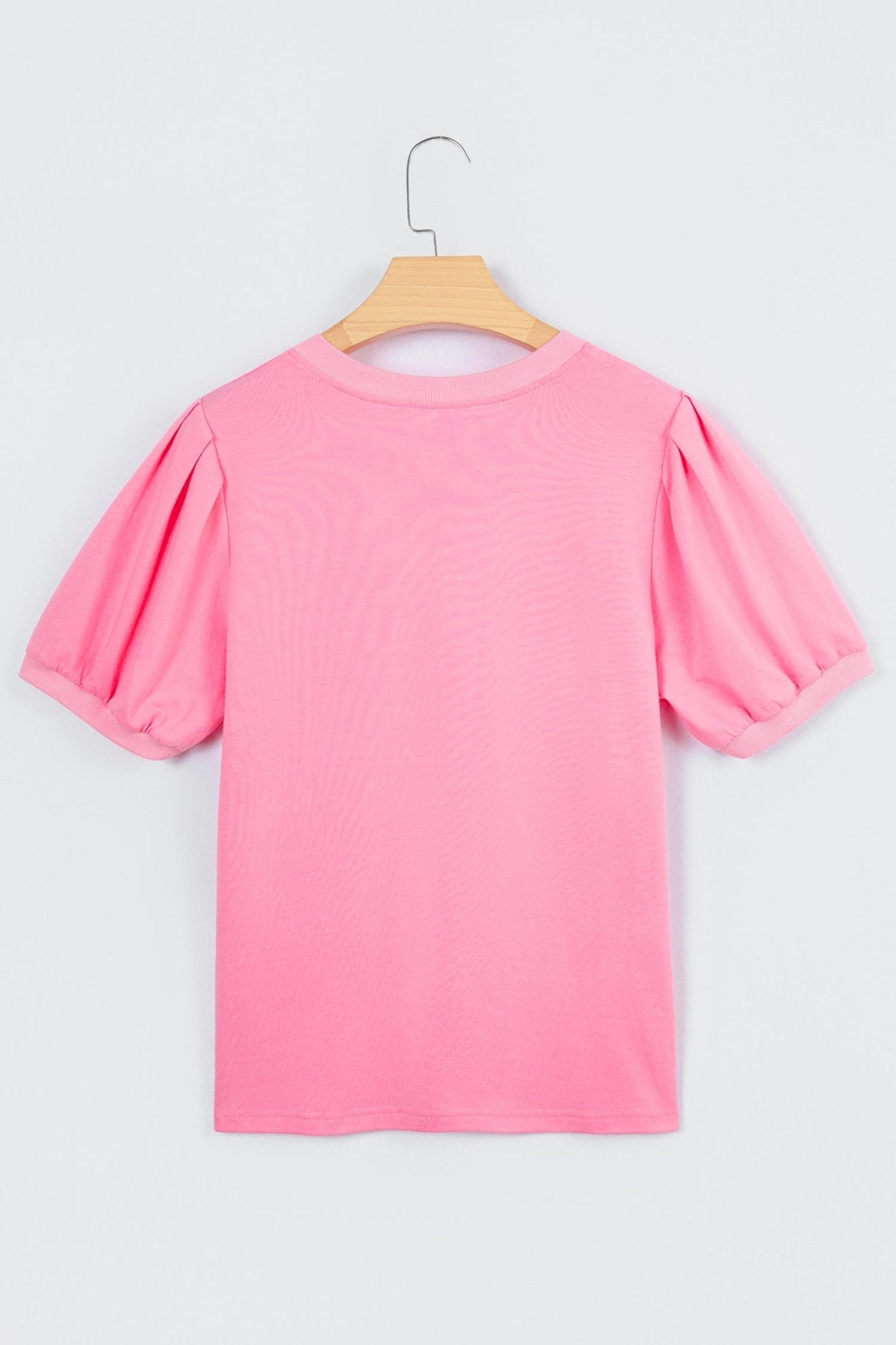 Solid V-Neck Short Puff Sleeve Blouse - Rooted & Reckless Co.
