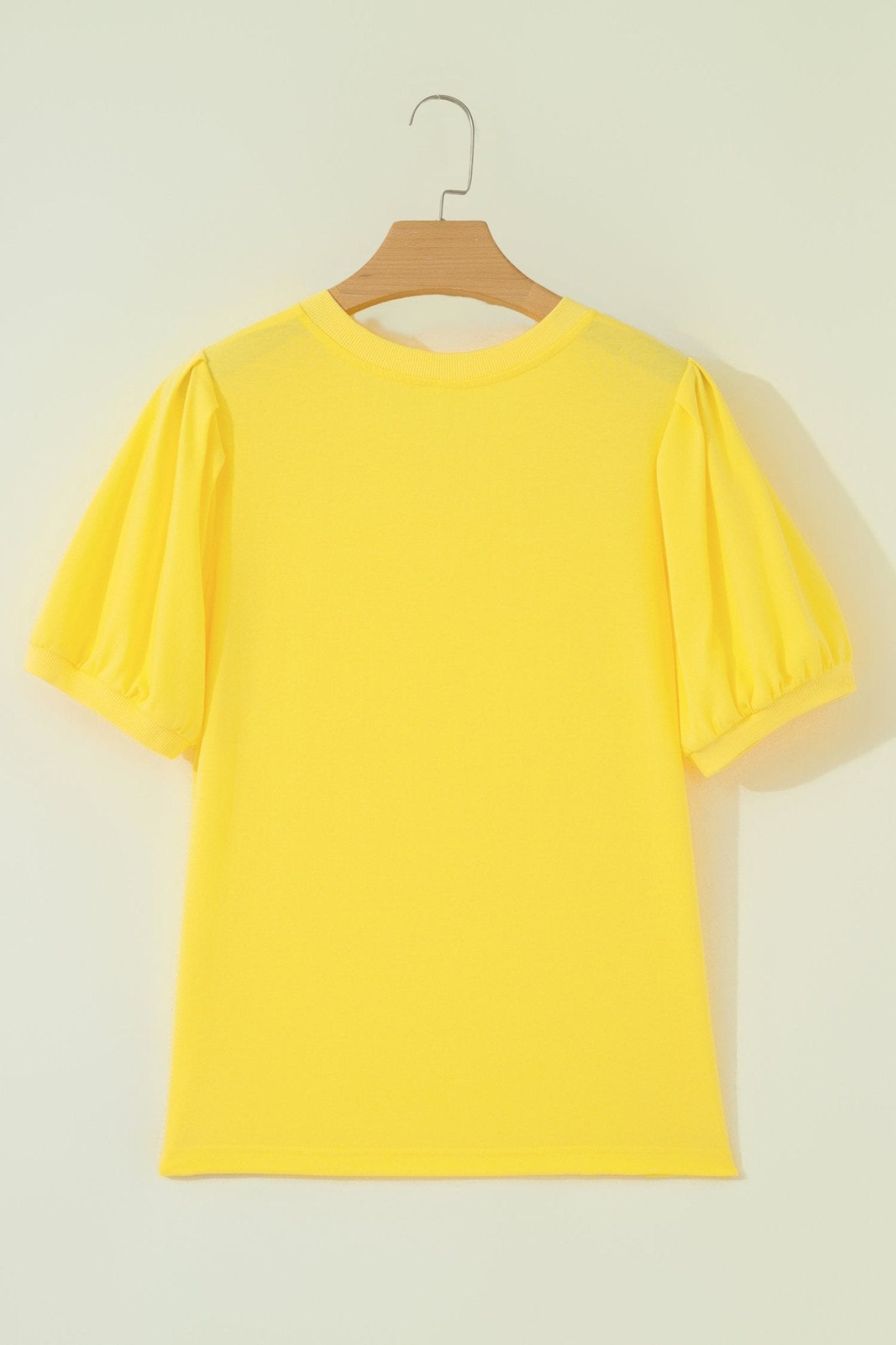 Solid V-Neck Short Puff Sleeve Blouse - Rooted & Reckless Co.
