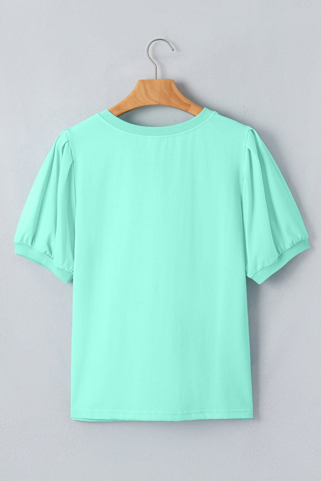 Solid V-Neck Short Puff Sleeve Blouse - Rooted & Reckless Co.