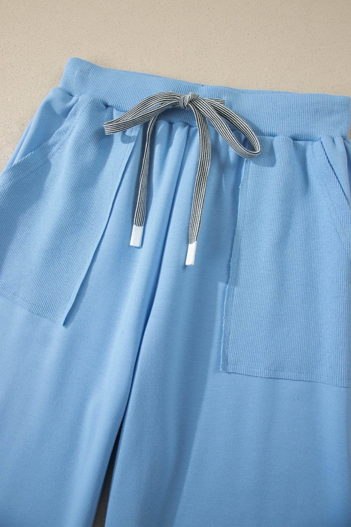 Solid V-Neck Tee & Drawstring Pants Set - Rooted & Reckless Co.