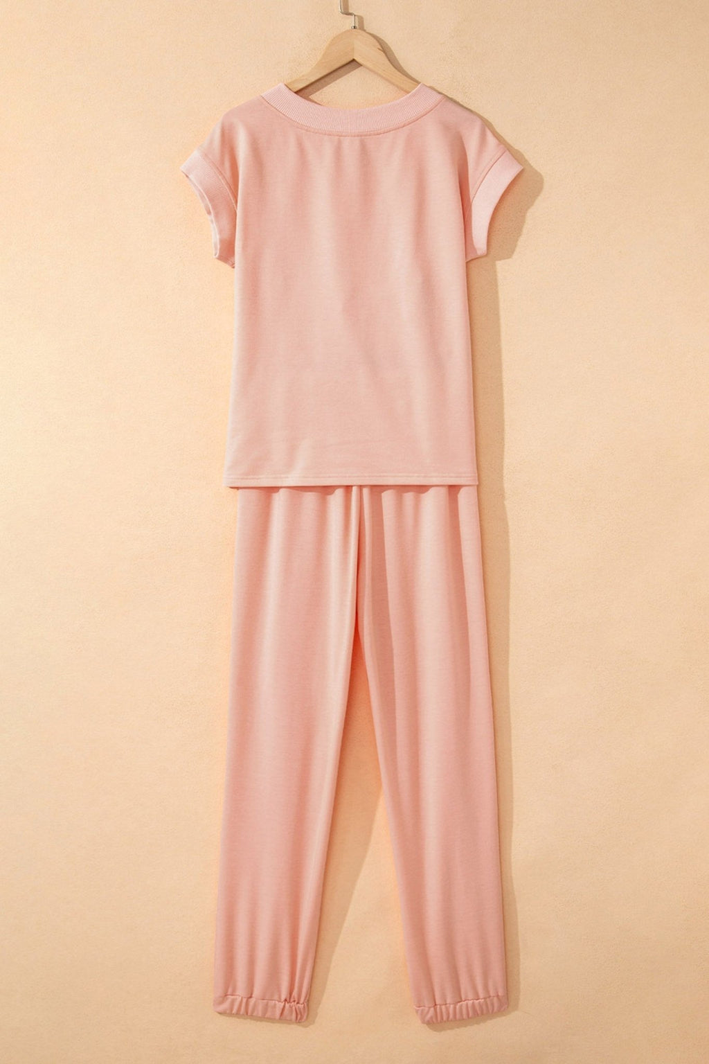 Solid V-Neck Tee & Drawstring Pants Set - Rooted & Reckless Co.