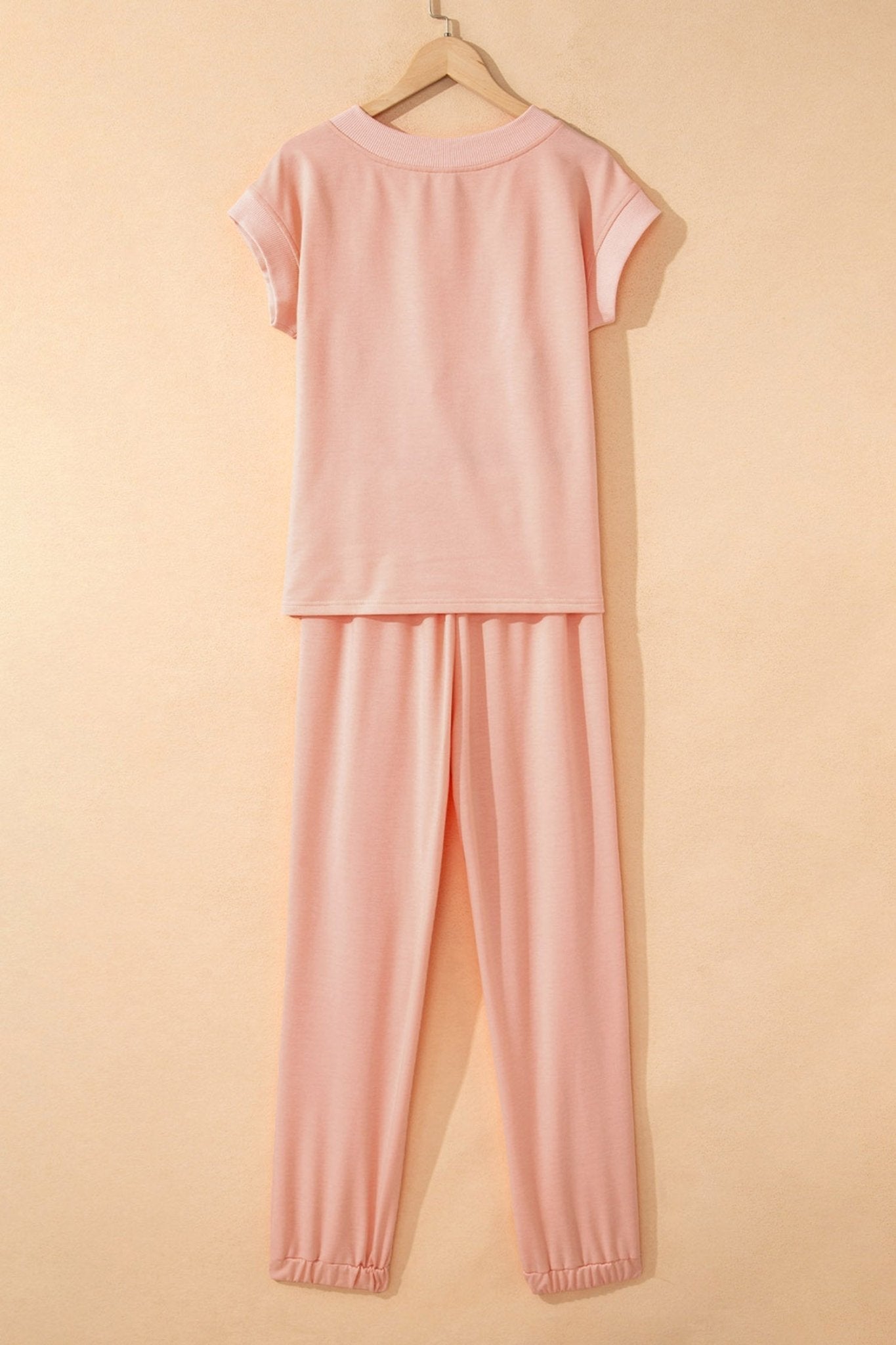 Solid V-Neck Tee & Drawstring Pants Set - Rooted & Reckless Co.