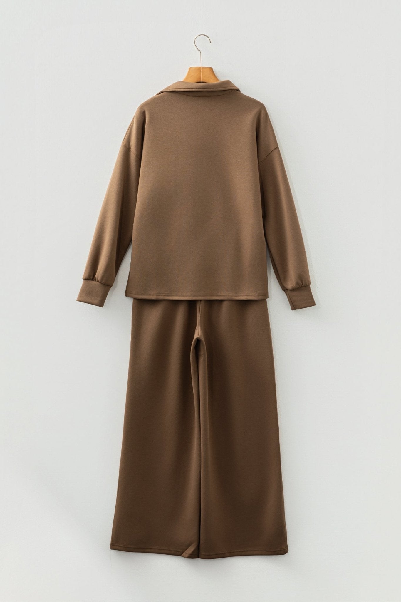 Solid V-Neck Top and High Waist Pants Set - Rooted & Reckless Co.