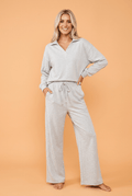 Solid V-Neck Top & High Waist Pants Set - Rooted & Reckless Co.