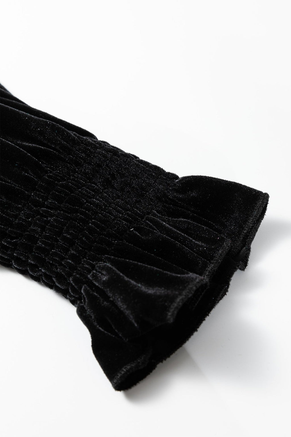 Solid Velvet Frilled Collar Smocked Puff Sleeve Blouse - Rooted & Reckless Co.