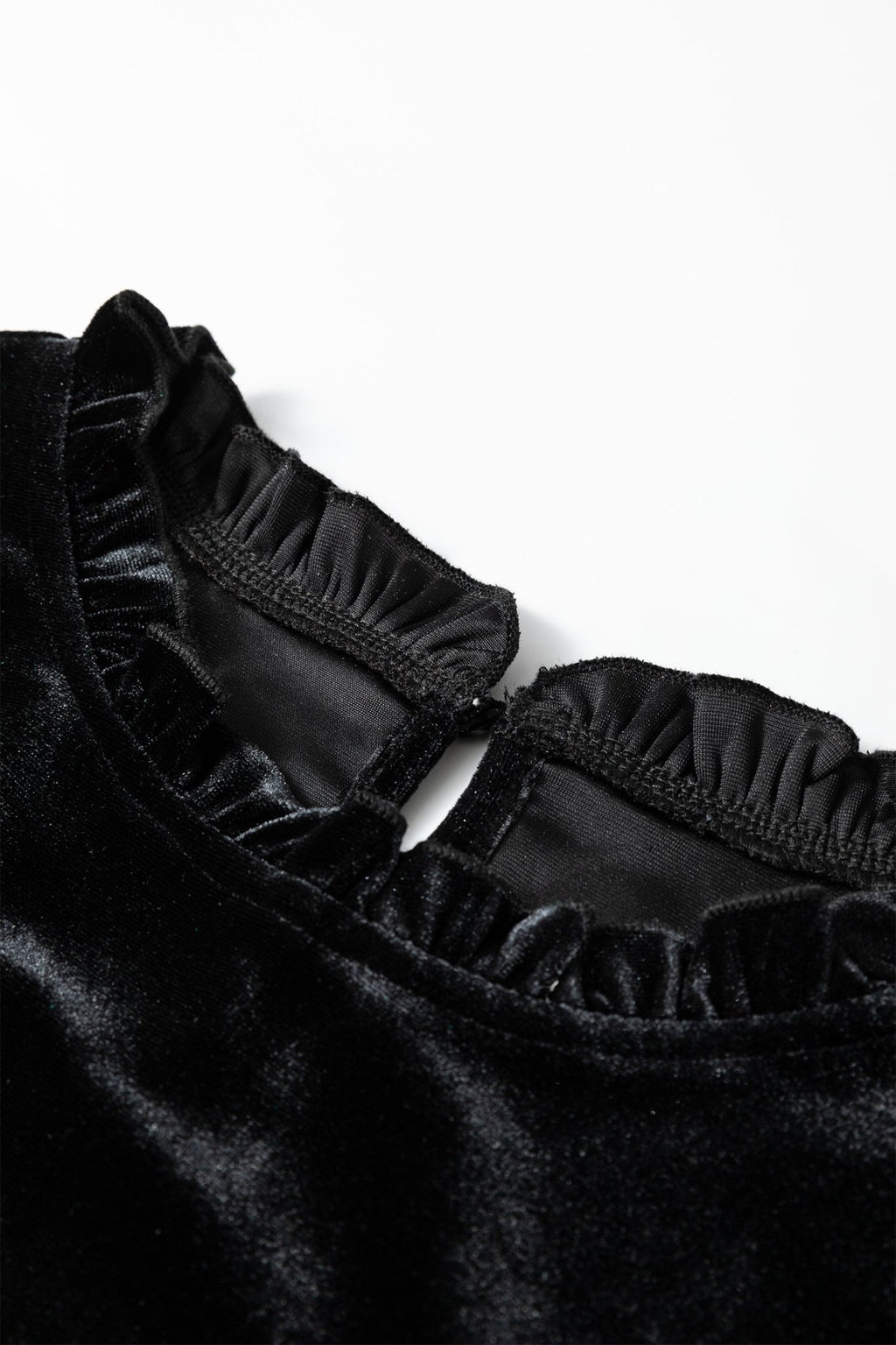 Solid Velvet Frilled Collar Smocked Puff Sleeve Blouse - Rooted & Reckless Co.