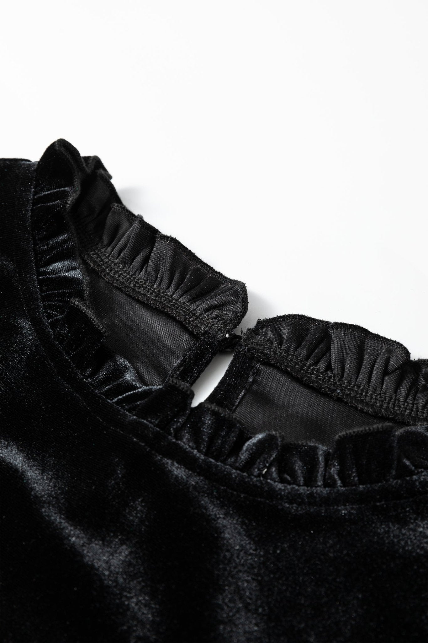 Solid Velvet Frilled Collar Smocked Puff Sleeve Blouse - Rooted & Reckless Co.