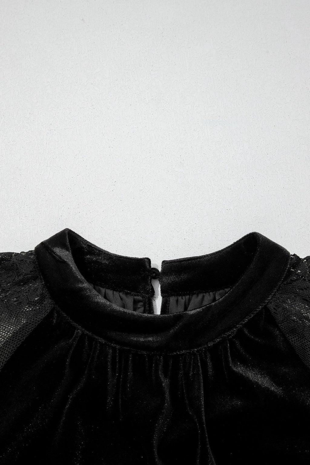 Solid Velvet Patchwork Sheer Lace Long Sleeve Blouse - Rooted & Reckless Co.
