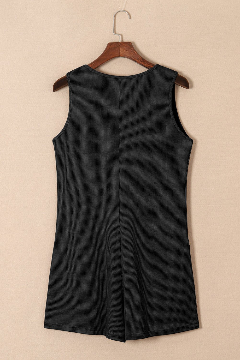 Solid Waffle Buttoned Scoop Neck Sleeveless Romper - Rooted & Reckless Co.