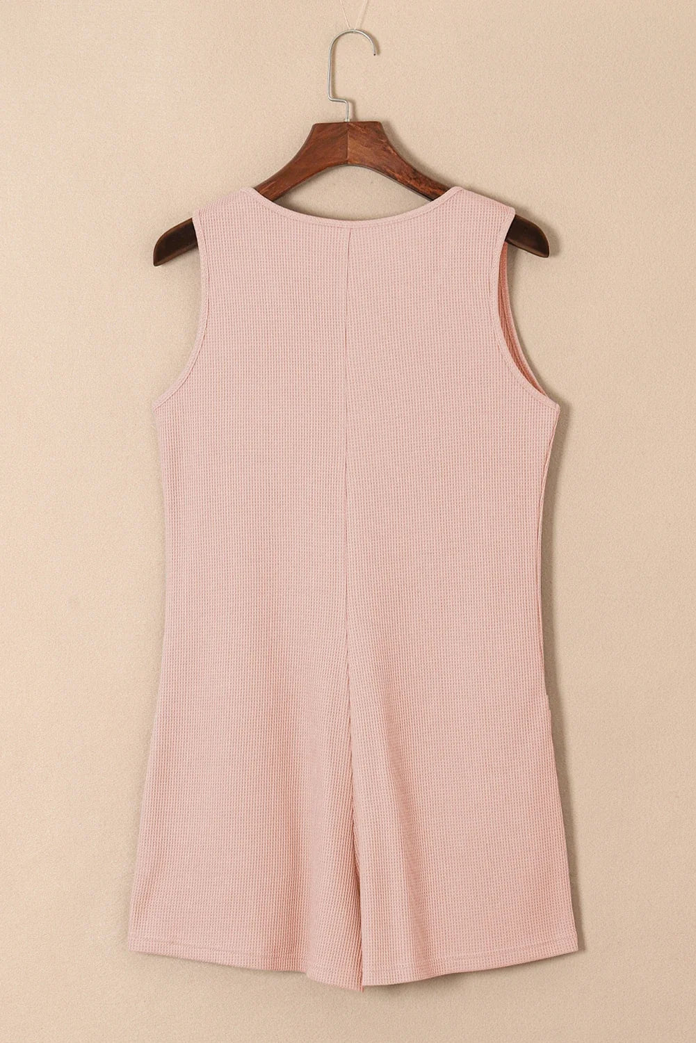 Solid Waffle Buttoned Scoop Neck Sleeveless Romper - Rooted & Reckless Co.