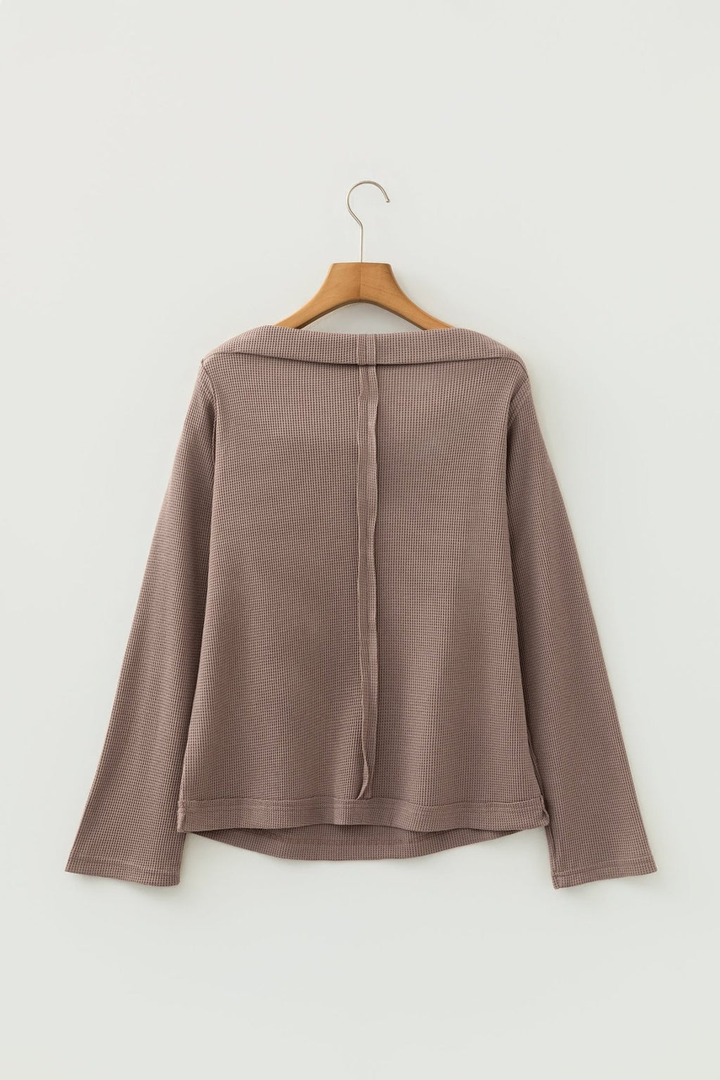 Solid Waffle Knit Asymmetric Neck Long Sleeve Top - Rooted & Reckless Co.