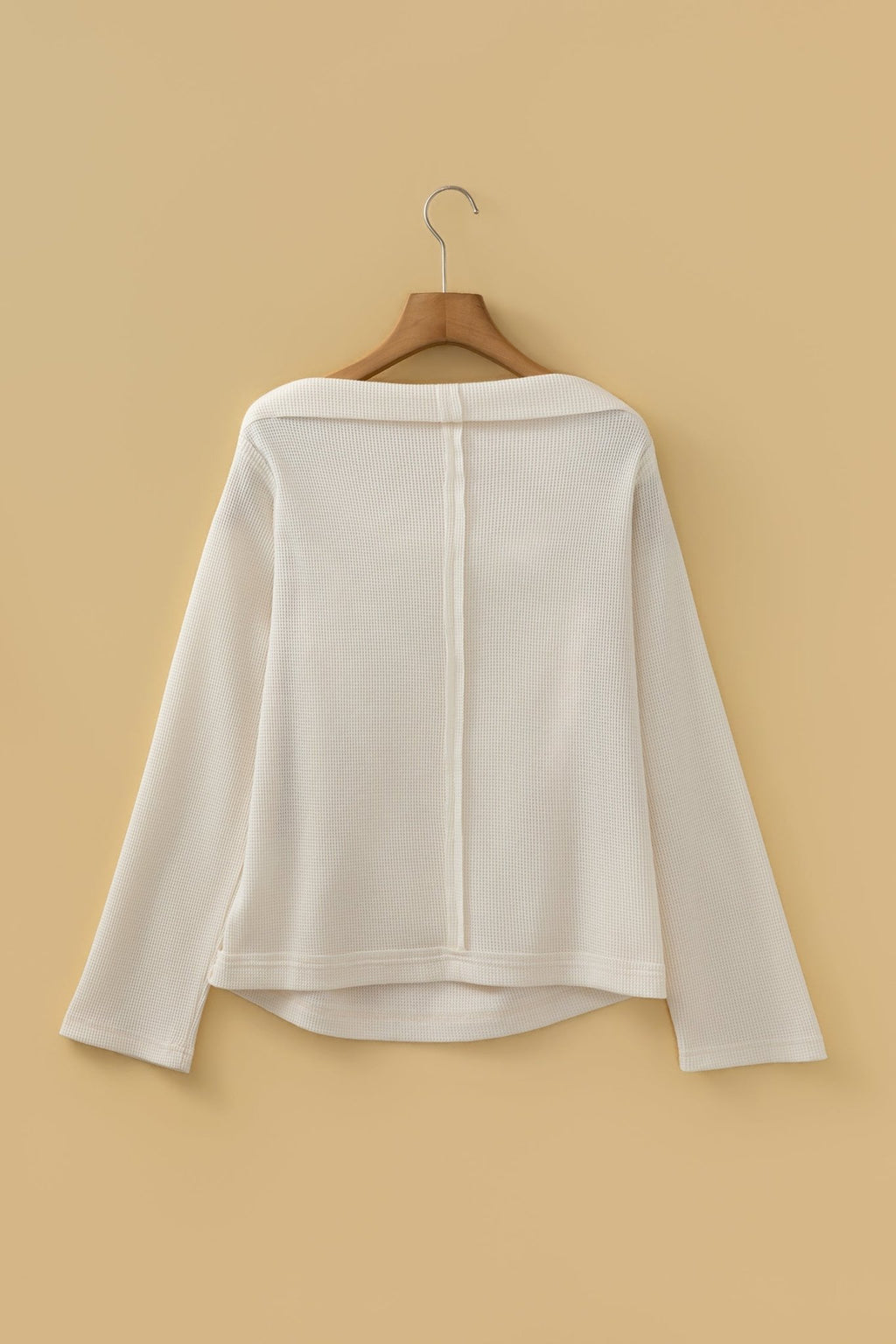 Solid Waffle Knit Asymmetric Neck Long Sleeve Top - Rooted & Reckless Co.