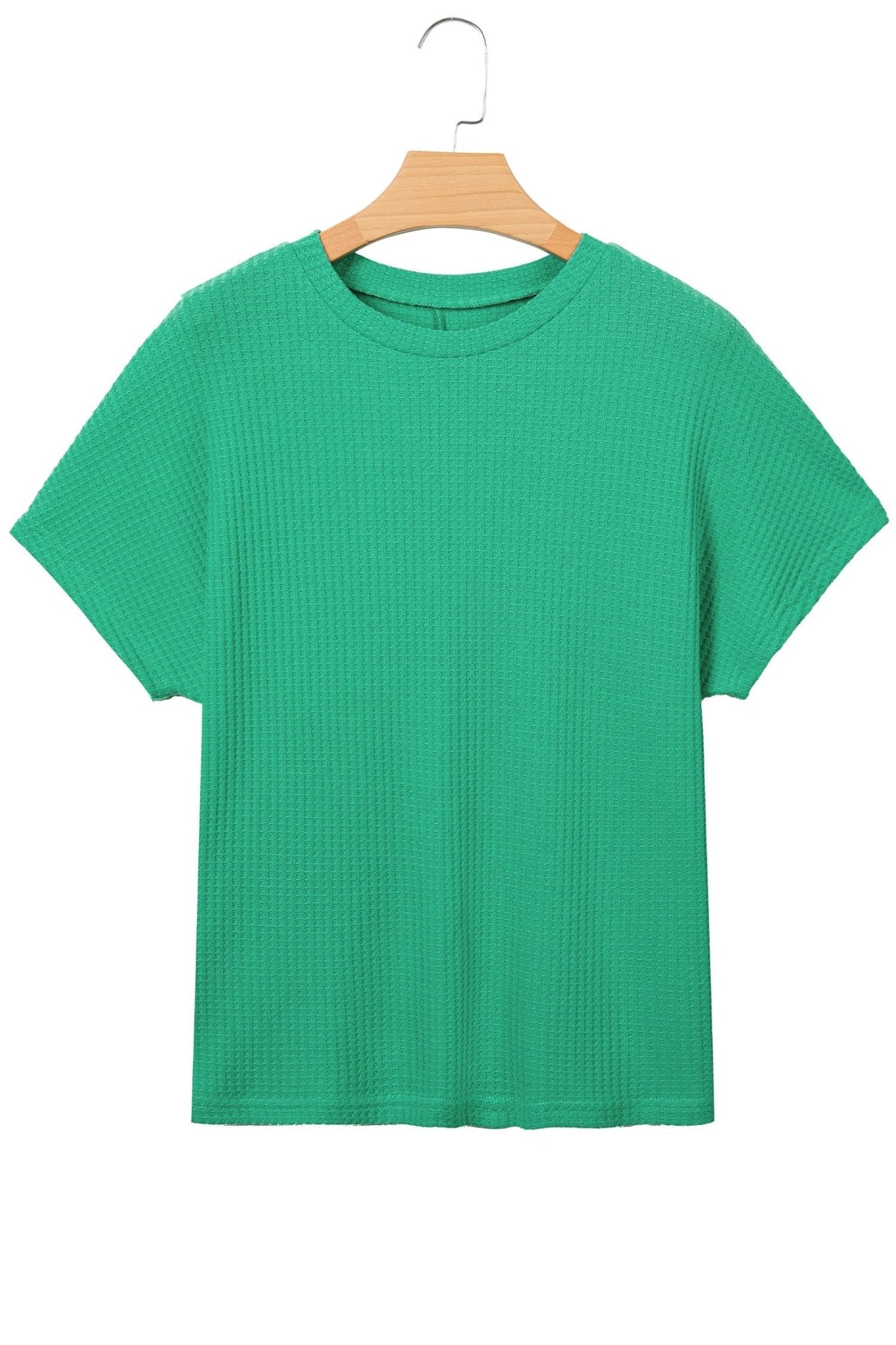 Solid Waffle Knit Dolman Short Sleeve Loose Top - Rooted & Reckless Co.