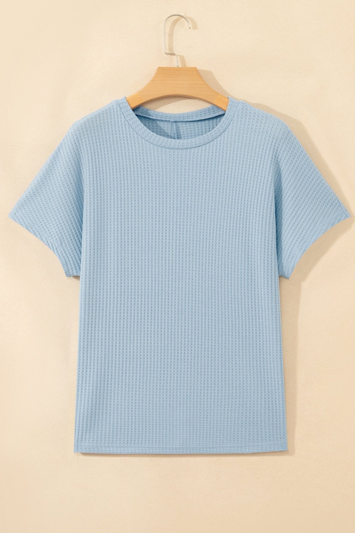 Solid Waffle Knit Dolman Short Sleeve Loose Top - Rooted & Reckless Co.