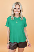 Solid Waffle Knit Dolman Short Sleeve Loose Top - Rooted & Reckless Co.