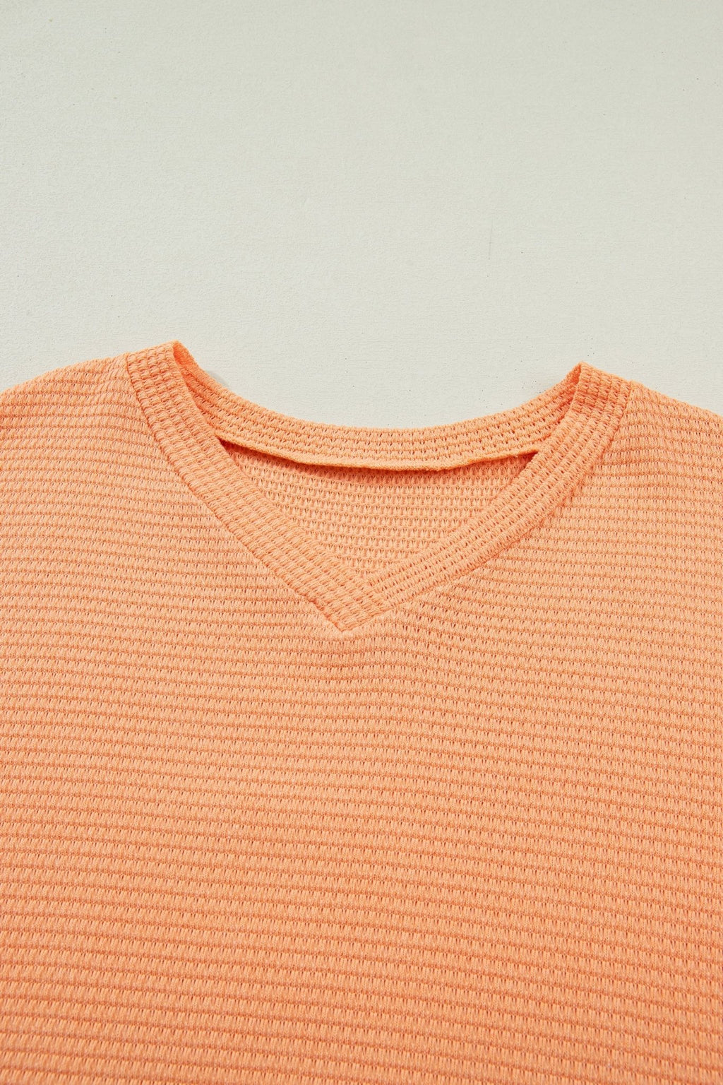 Solid Waffle Knit V-Neck Short Sleeve Top - Rooted & Reckless Co.