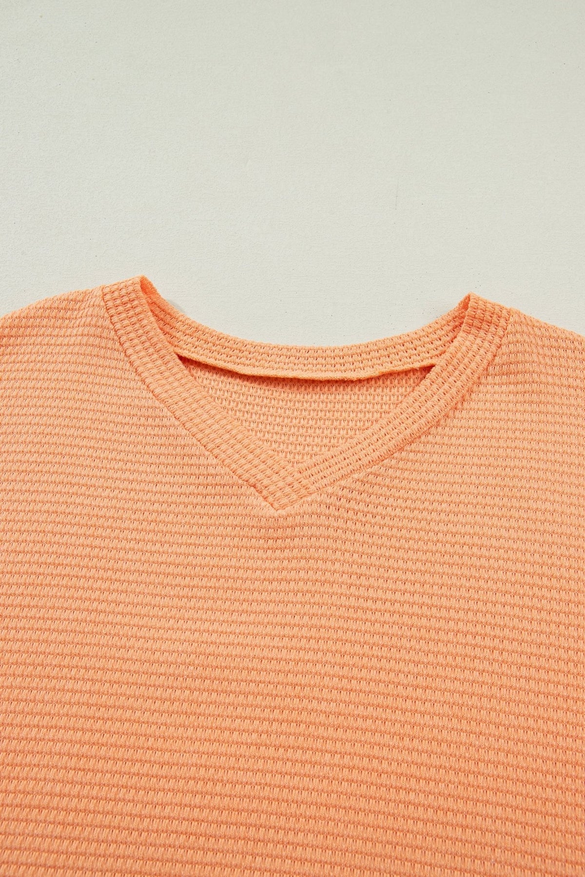 Solid Waffle Knit V-Neck Short Sleeve Top - Rooted & Reckless Co.
