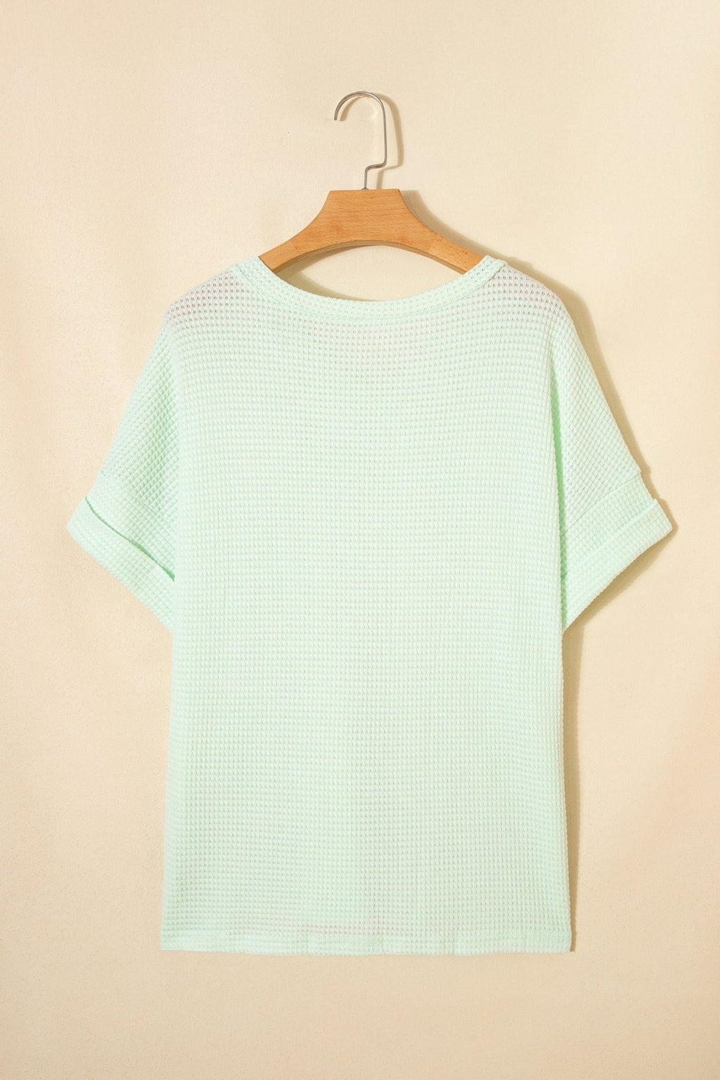 Solid Waffle Knit V-Neck Short Sleeve Top - Rooted & Reckless Co.
