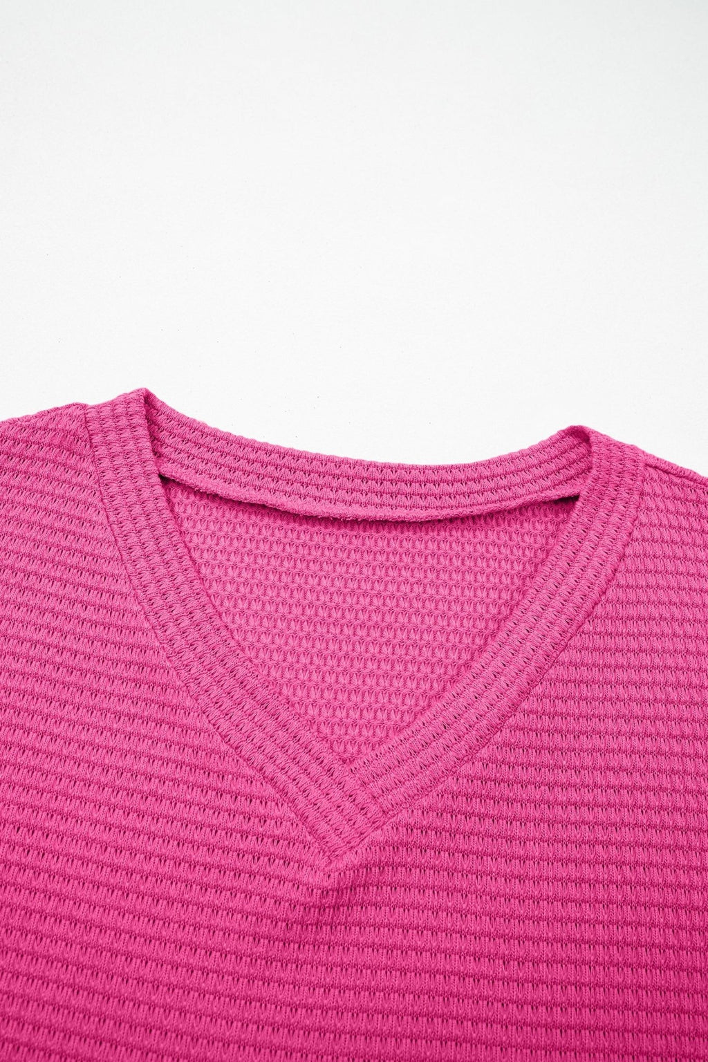 Solid Waffle Knit V-Neck Short Sleeve Top - Rooted & Reckless Co.