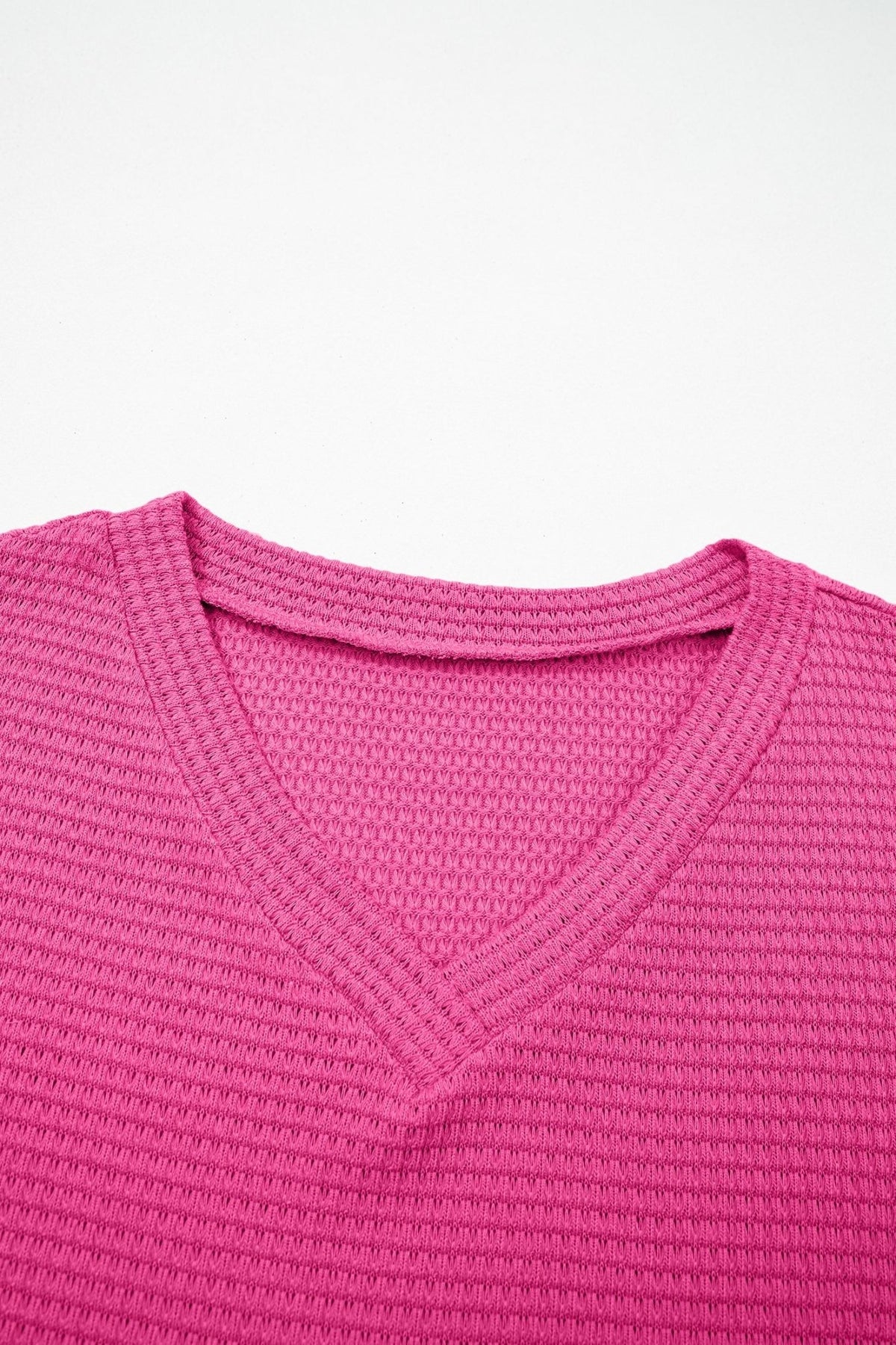 Solid Waffle Knit V-Neck Short Sleeve Top - Rooted & Reckless Co.