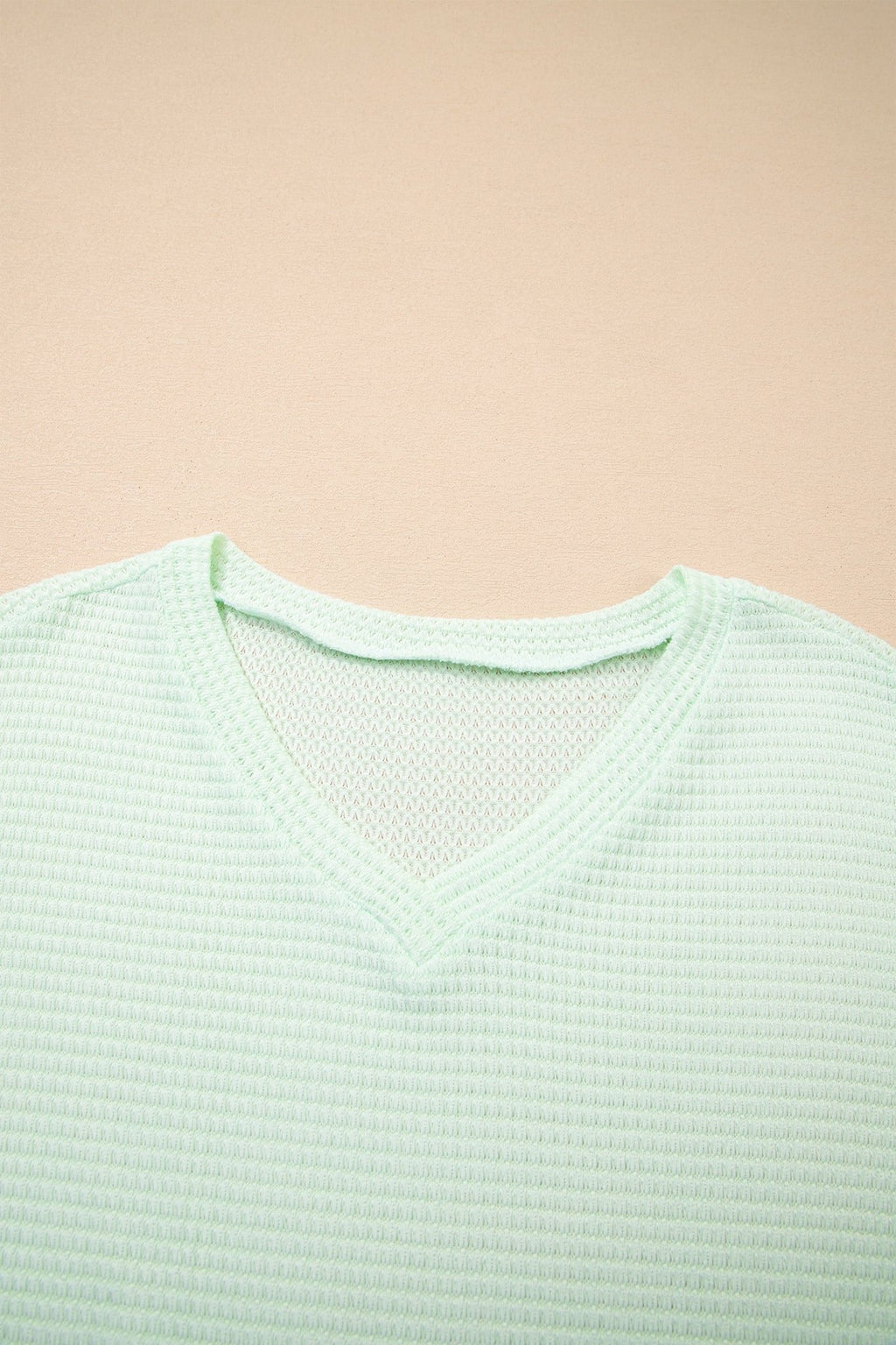 Solid Waffle Knit V-Neck Short Sleeve Top - Rooted & Reckless Co.