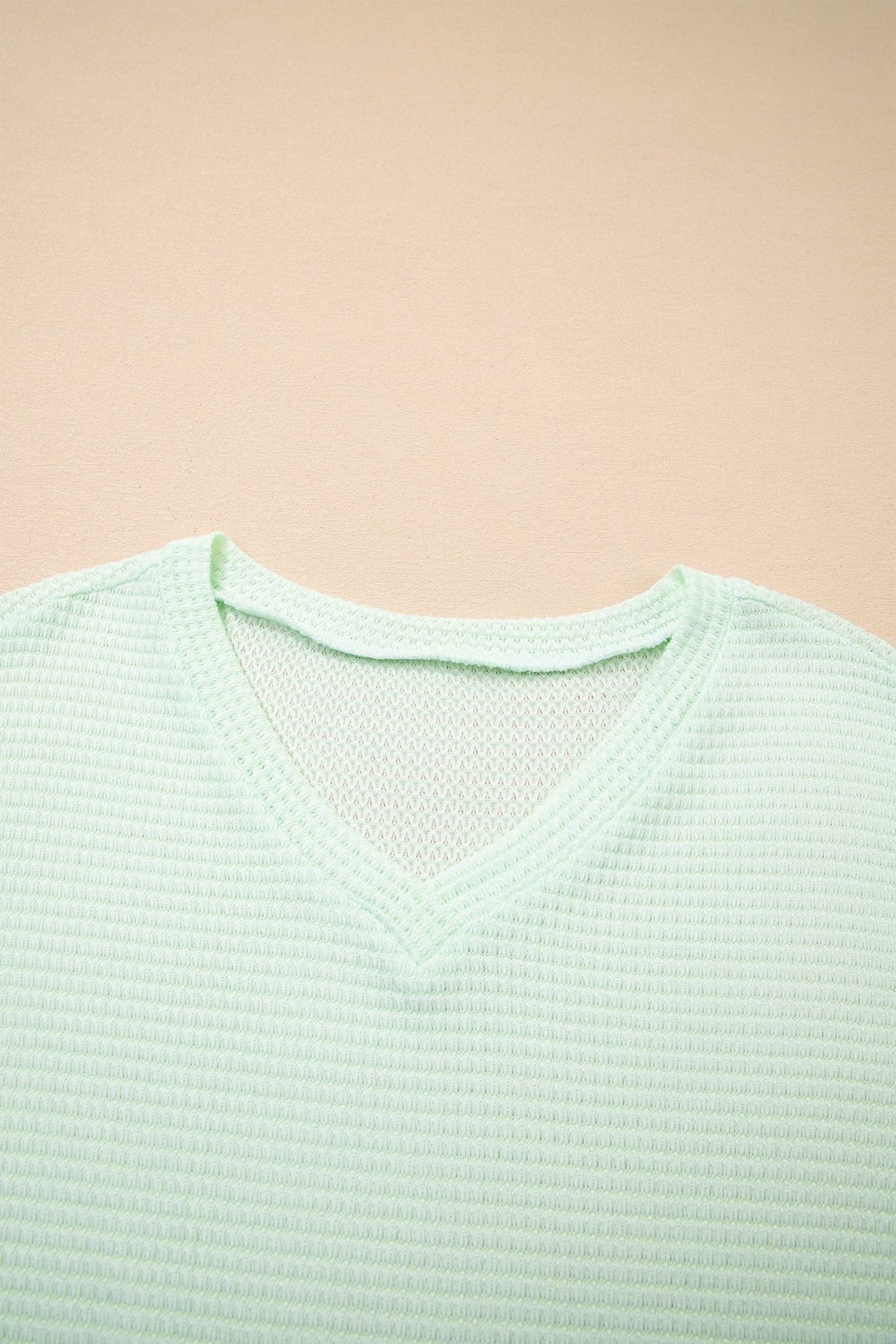 Solid Waffle Knit V-Neck Short Sleeve Top - Rooted & Reckless Co.