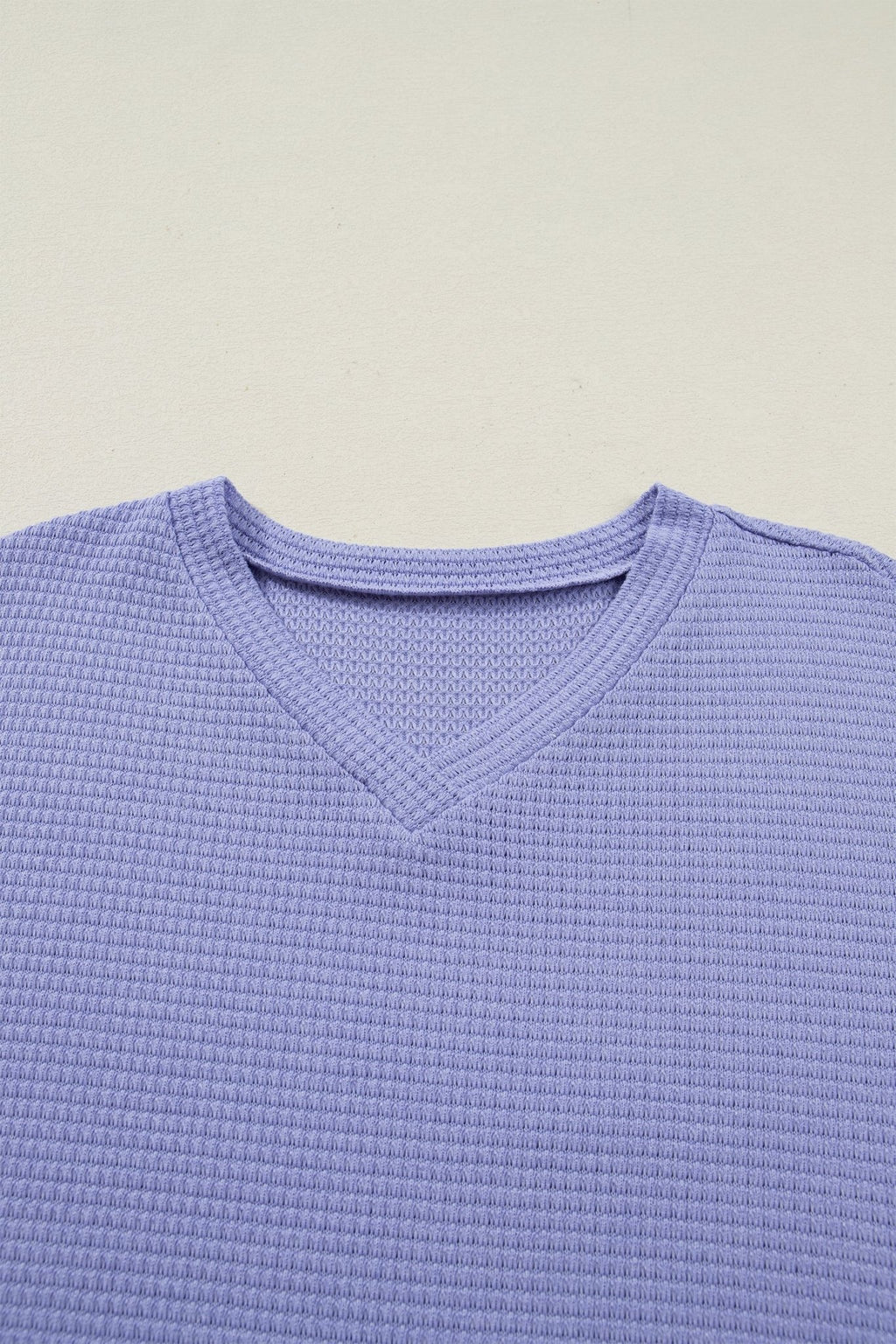 Solid Waffle Knit V-Neck Short Sleeve Top - Rooted & Reckless Co.
