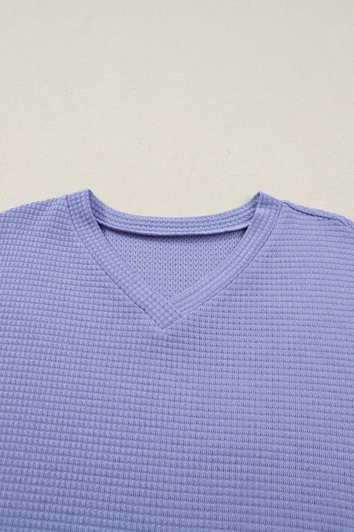 Solid Waffle Knit V-Neck Short Sleeve Top - Rooted & Reckless Co.