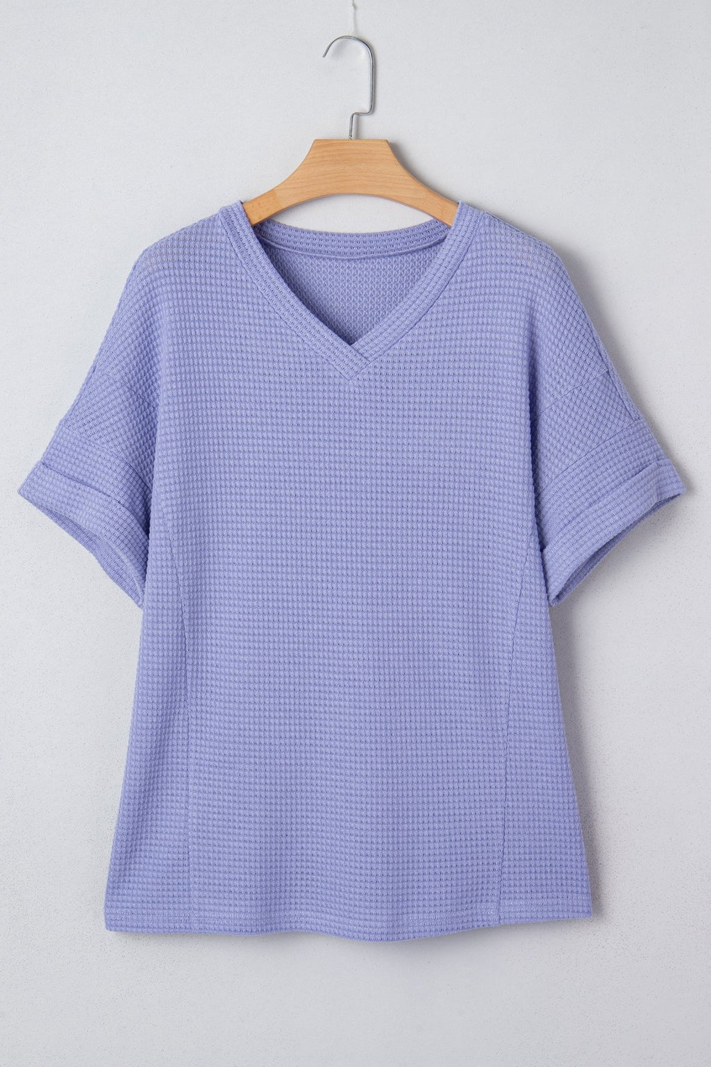Solid Waffle Knit V-Neck Short Sleeve Top - Rooted & Reckless Co.